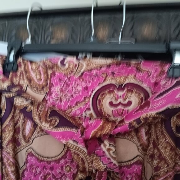 Women's Chocolate Brown and Pink Fall Maxi Skirt - Picture 3 of 6